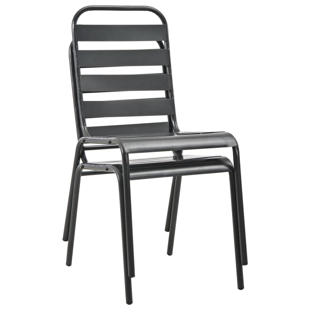 vidaXL Stackable Outdoor Chairs 2 pcs Steel Grey