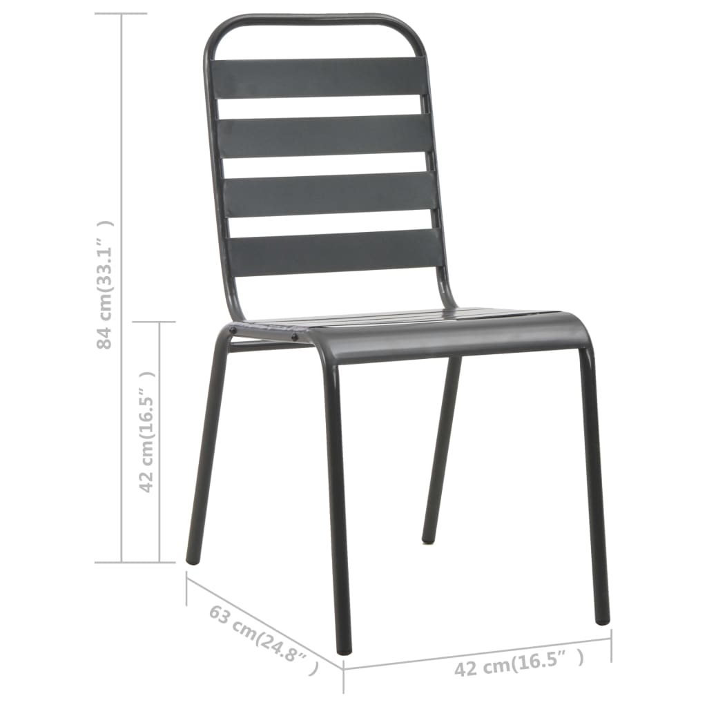 vidaXL Stackable Outdoor Chairs 2 pcs Steel Grey