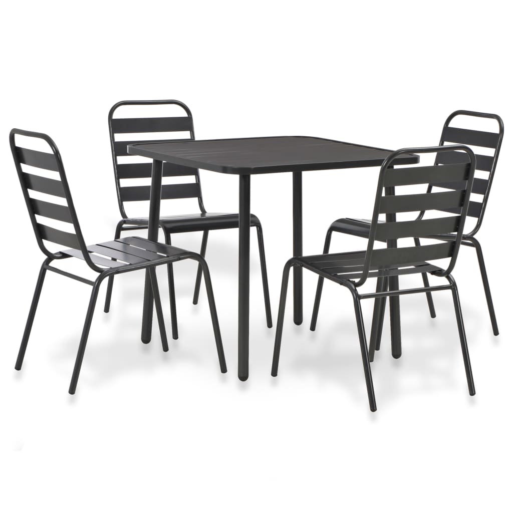 vidaXL 5 Piece Outdoor Dining Set Steel Dark Grey