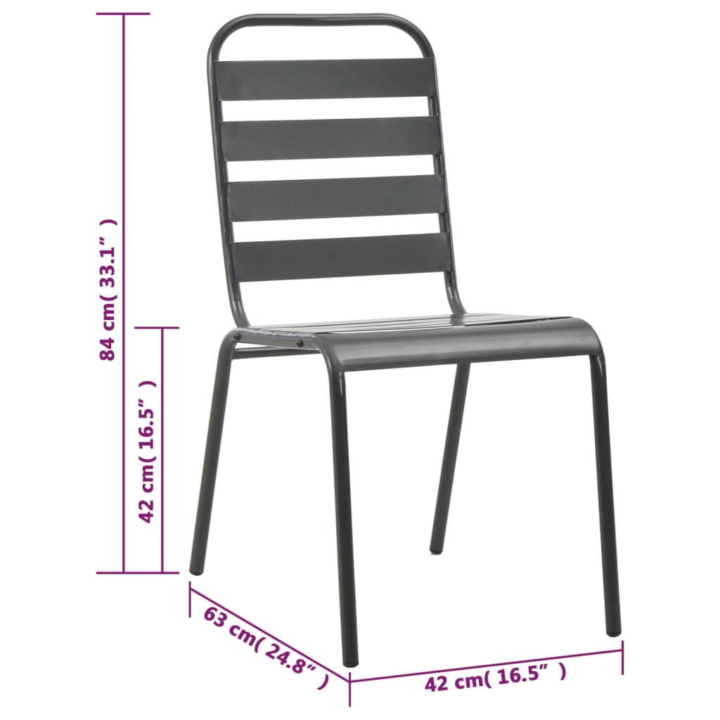 Steel Dining Set | Dark grey | E-coated and powder-coated steel