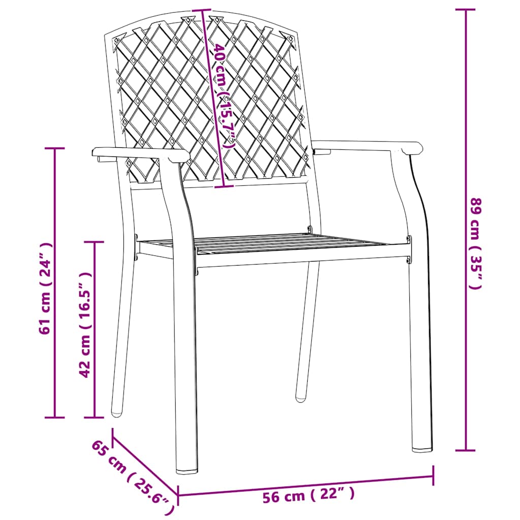 Stackable Outdoor Chairs 2 pcs Steel Anthracite