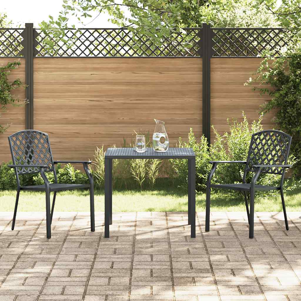 Stackable Outdoor Chairs 2 pcs Steel Anthracite