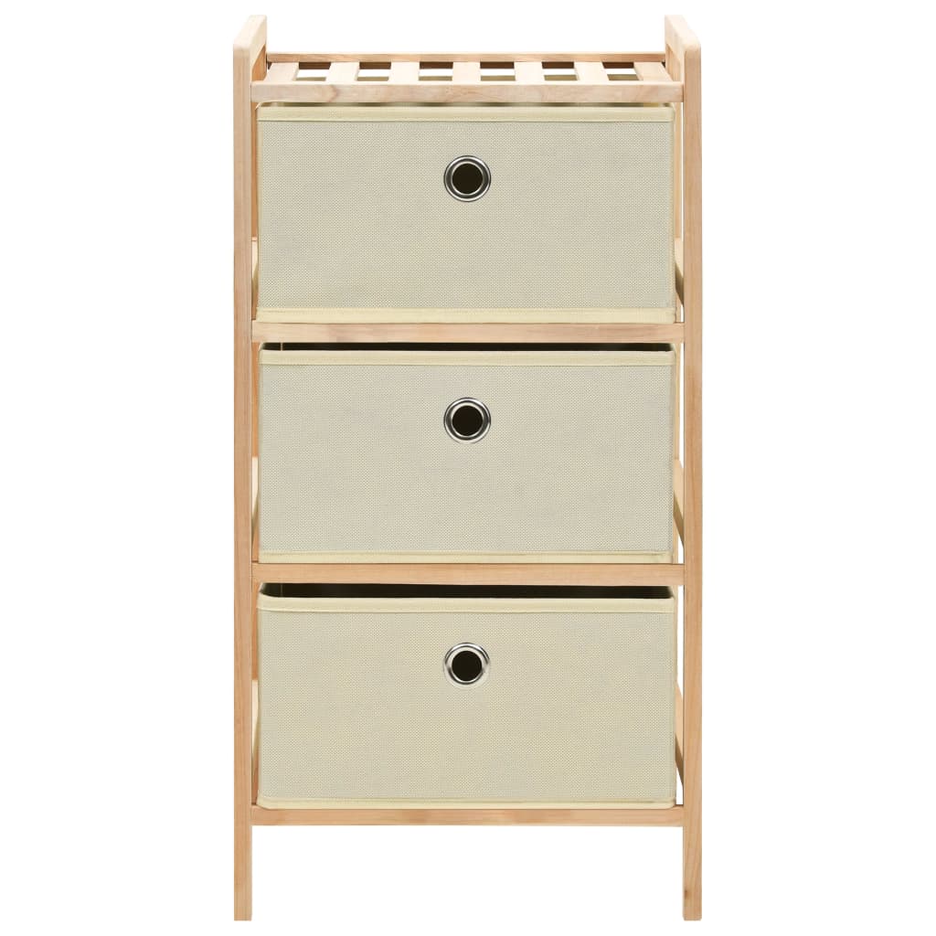 Storage Rack with 3 Nonwoven Baskets Cedar Wood Beige