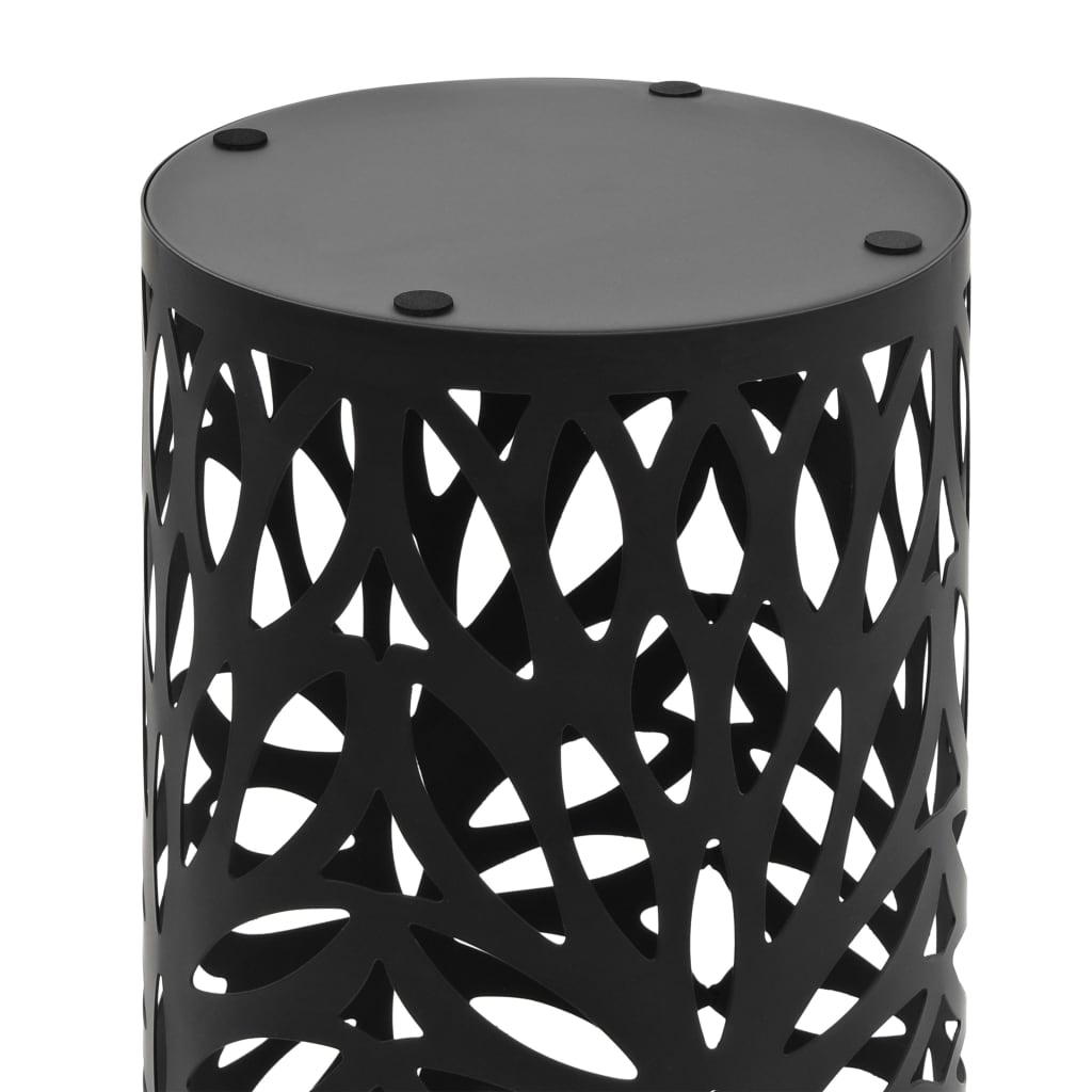 vidaXL Umbrella Stand Leaves Steel Black