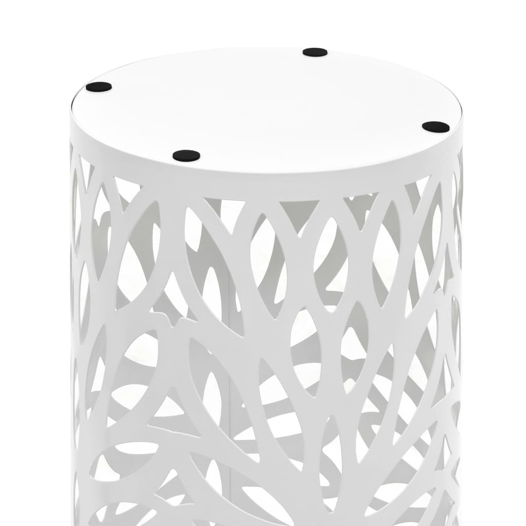 vidaXL Umbrella Stand Leaves Steel White