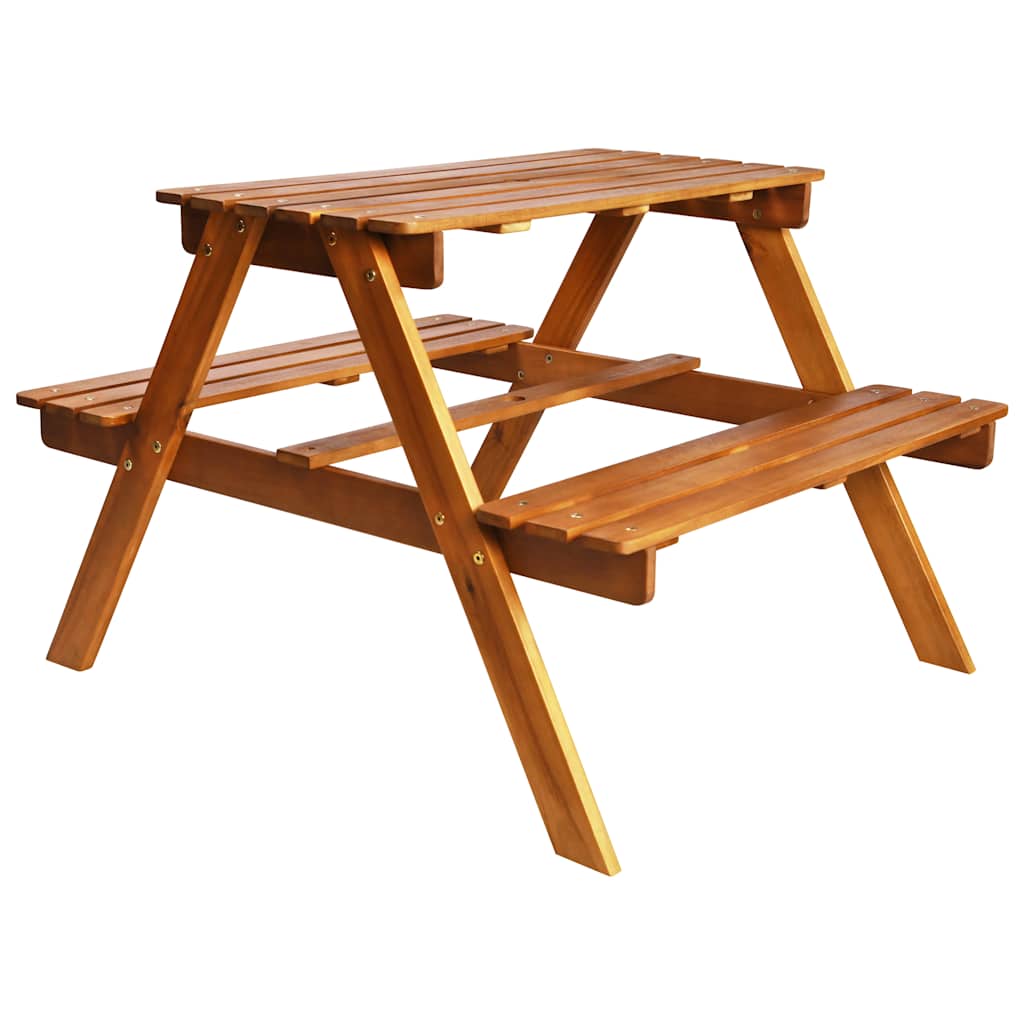 43990 vidaXL Kids Picnic Table with Parasol 79x90x60 cm Solid Acacia Wood