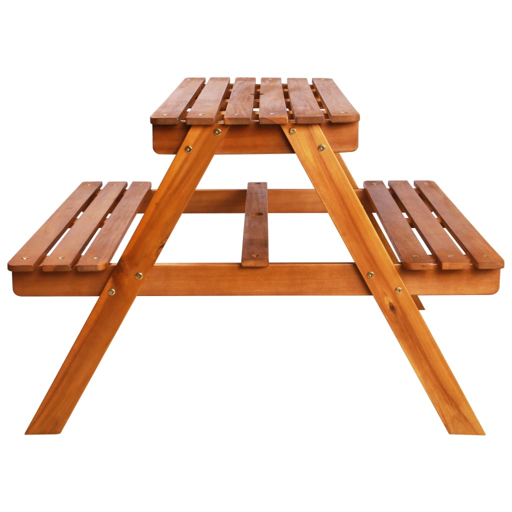 vidaXL Kids Picnic Table with Parasol 79x90x60 cm Solid Acacia Wood