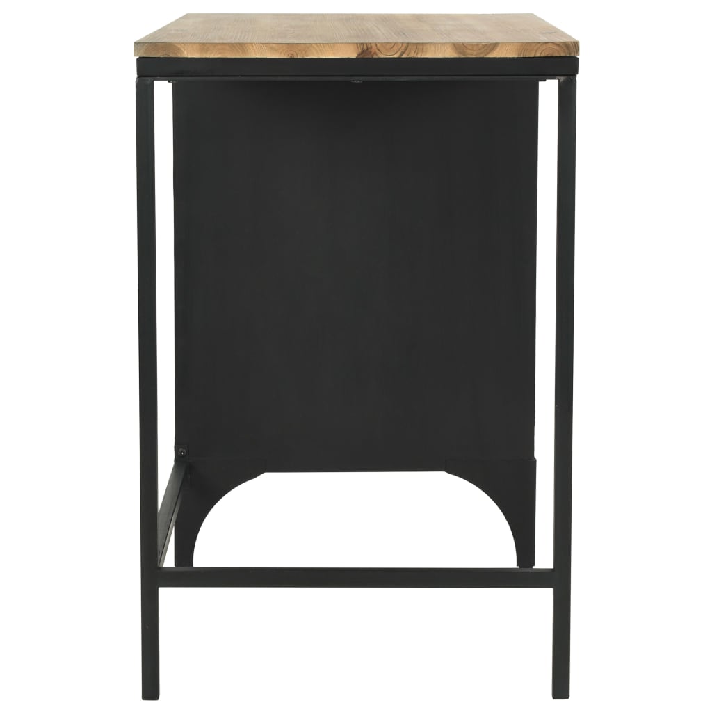 vidaXL Single Pedestal Desk Solid Firwood and Steel 100x50x76 cm