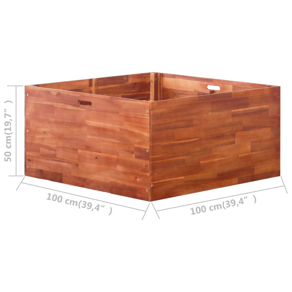 vidaXL Garden Raised Bed Acacia Wood 100x100x50 cm