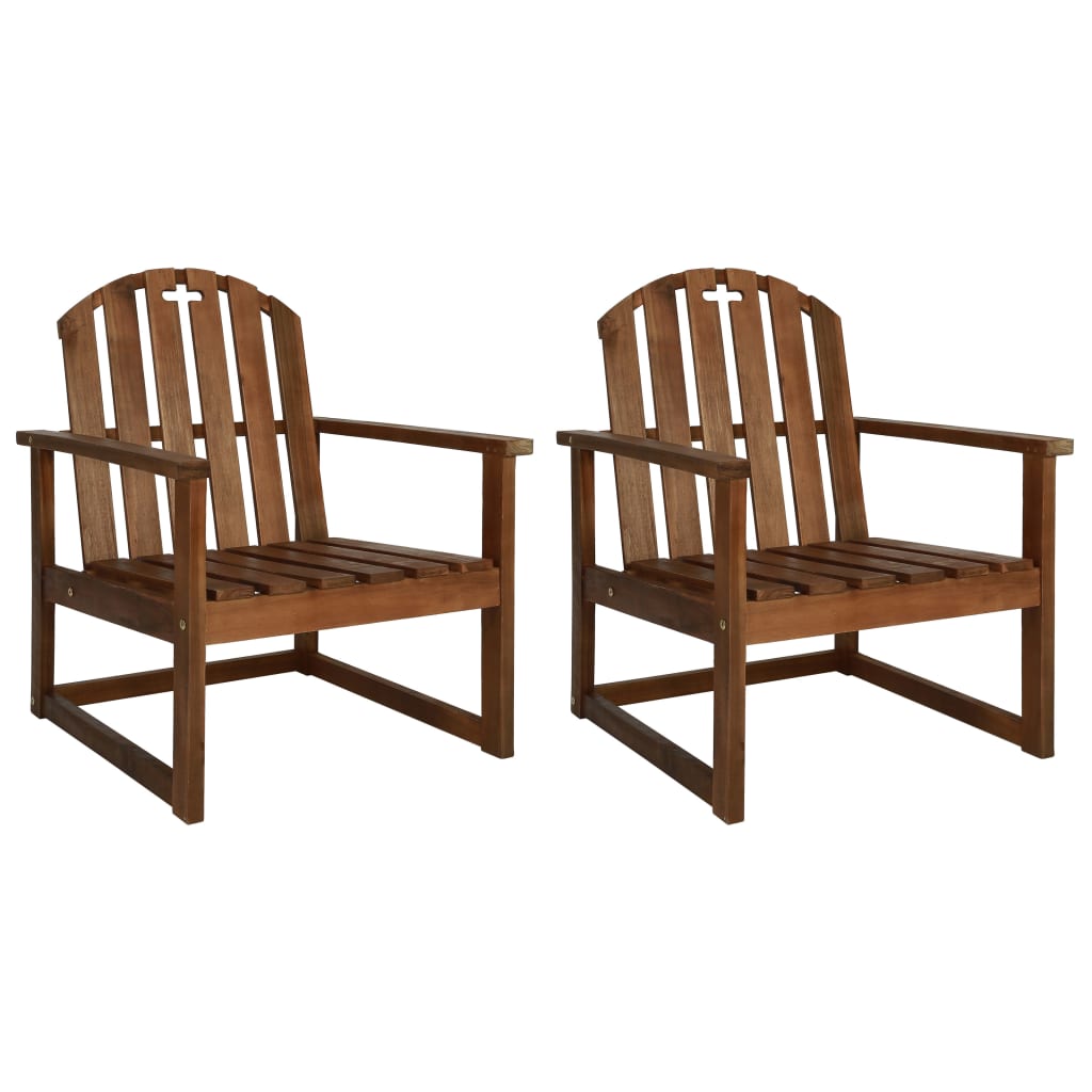 Garden Chair | Set of 2 | Wooden brown | Solid Acacia wood | Medium