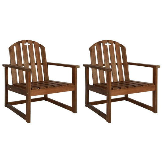 Garden Chair | Set of 2 | Wooden brown | Solid Acacia wood | Medium