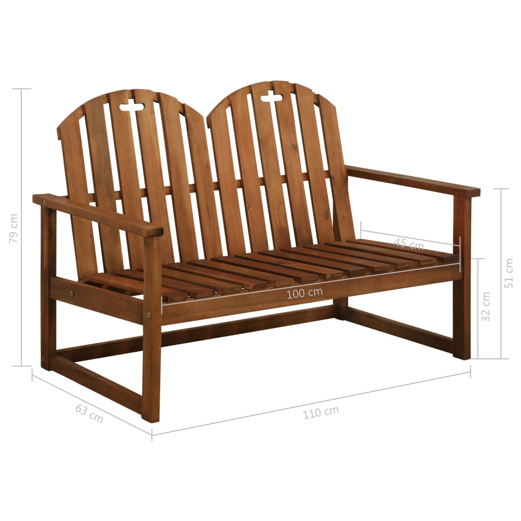 vidaXL Garden Bench 110 cm Solid Acacia Wood