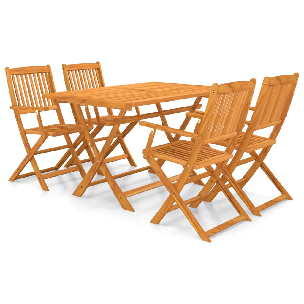 vidaXL 5 Piece Folding Outdoor Dining Set Solid Acacia Wood