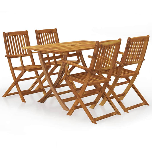 vidaXL 5 Piece Folding Outdoor Dining Set Solid Acacia Wood