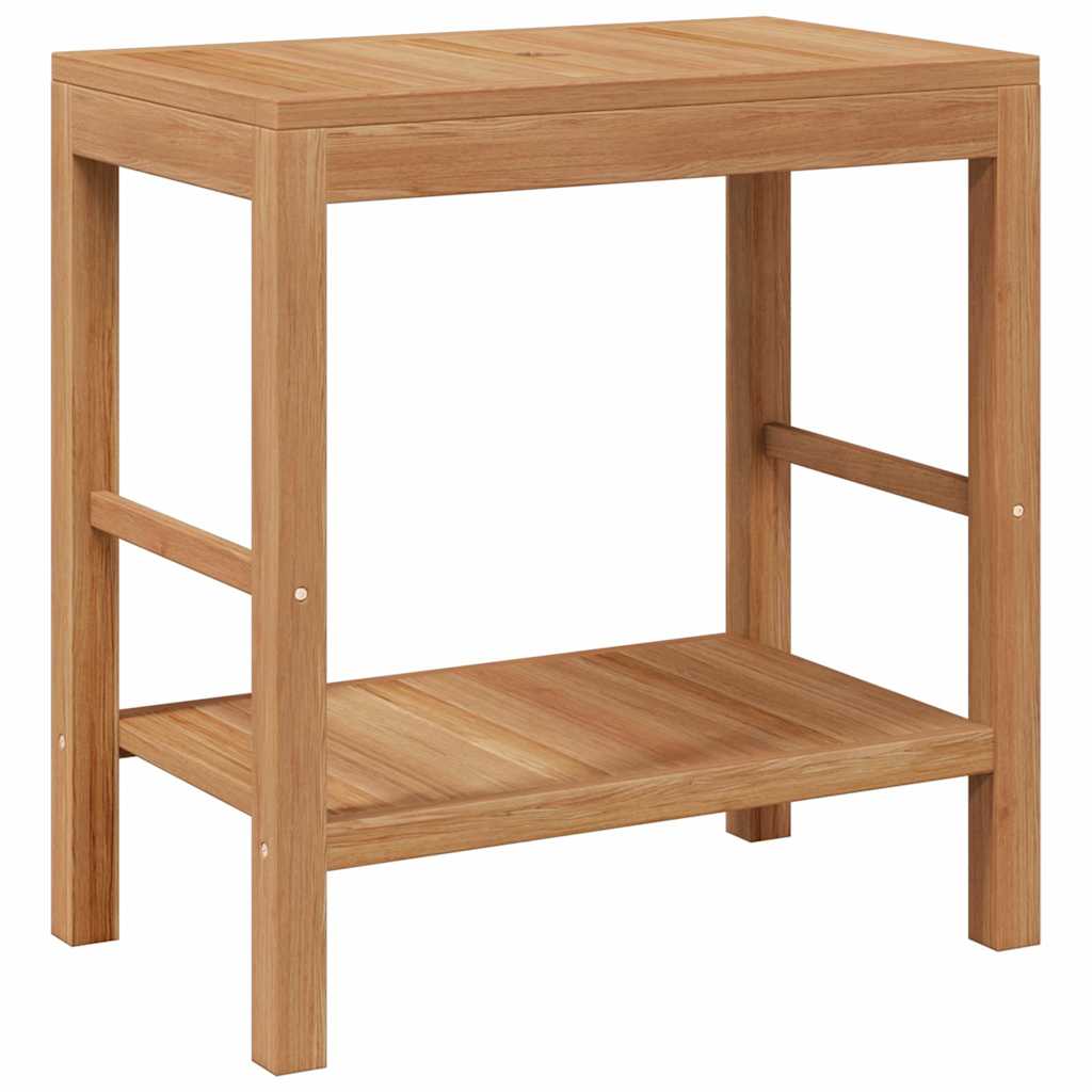 246496 vidaXL Bathroom Vanity Cabinet Solid Teak with Riverstone Sink
