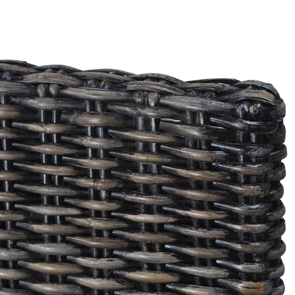 Dining Chairs 2 pcs Black Kubu Rattan and Mahogany Wood