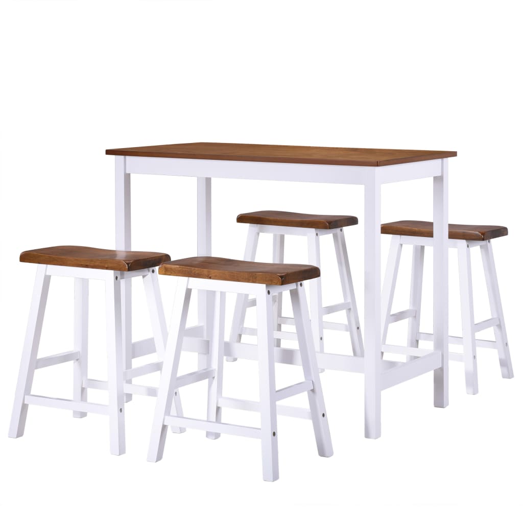 vidaXL Bar Table and Stool Set 5 Pieces Solid Wood