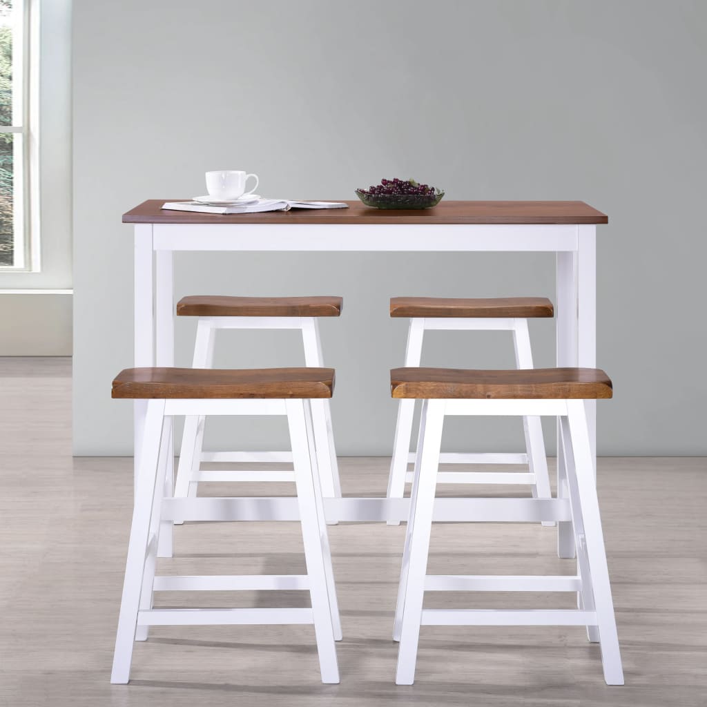 vidaXL Bar Table and Stool Set 5 Pieces Solid Wood