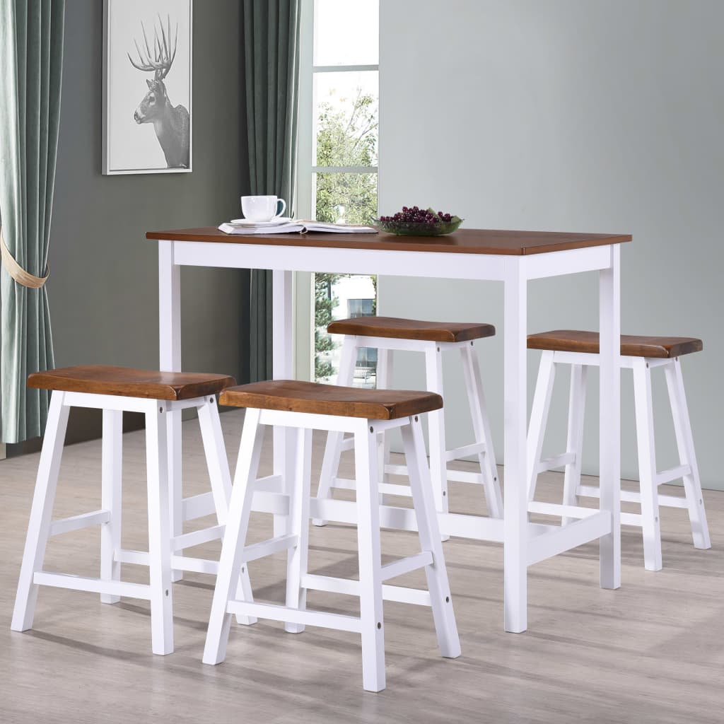 vidaXL Bar Table and Stool Set 5 Pieces Solid Wood