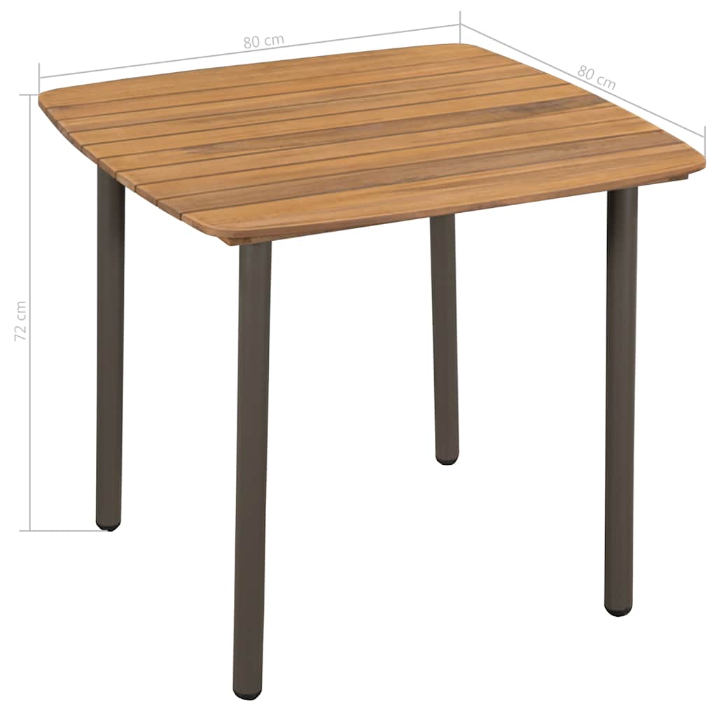 44233 vidaXL Garden Table 80x80x72cm Solid Acacia Wood and Steel