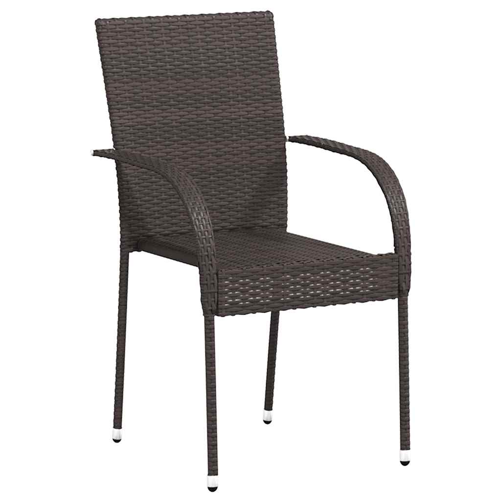 Dining Chair | Set of 2 | Brown | Poly Rattan | Standard | Stackable