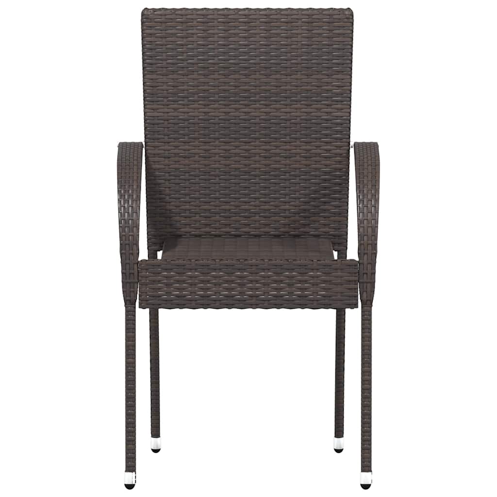 Dining Chair | Set of 2 | Brown | Poly Rattan | Standard | Stackable