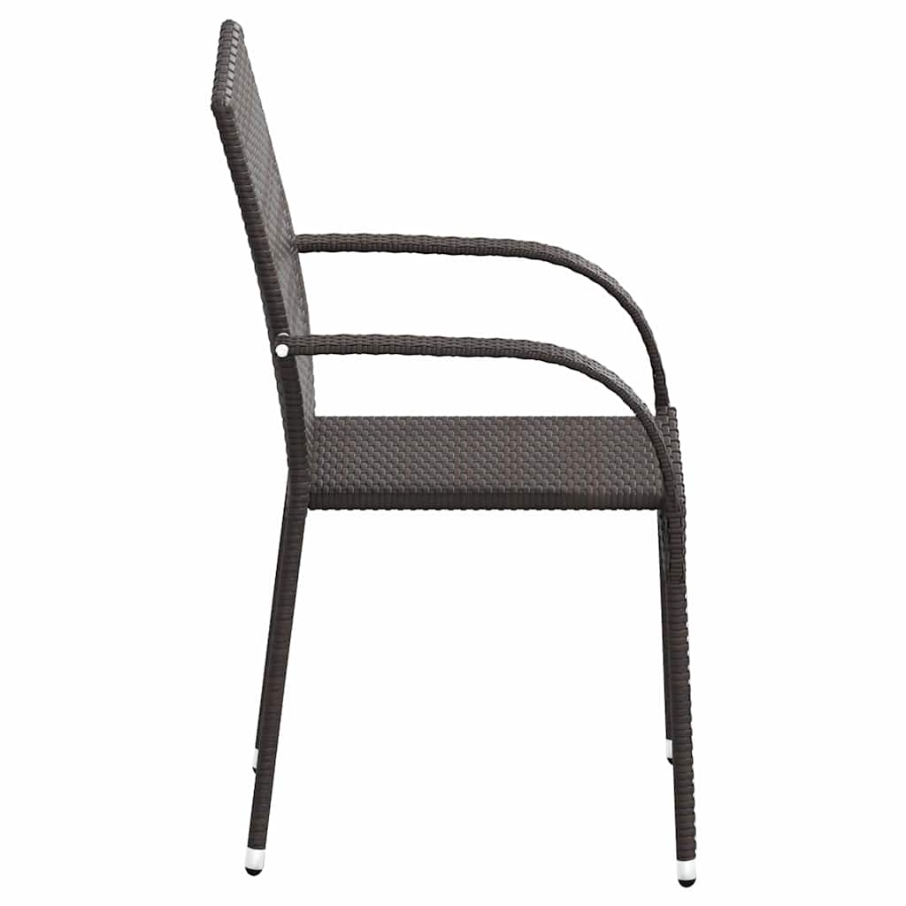 Dining Chair | Set of 2 | Brown | Poly Rattan | Standard | Stackable