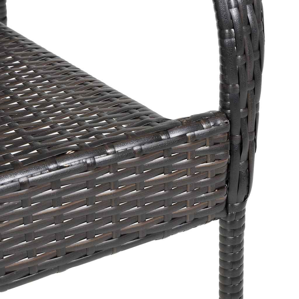 Dining Chair | Set of 2 | Brown | Poly Rattan | Standard | Stackable