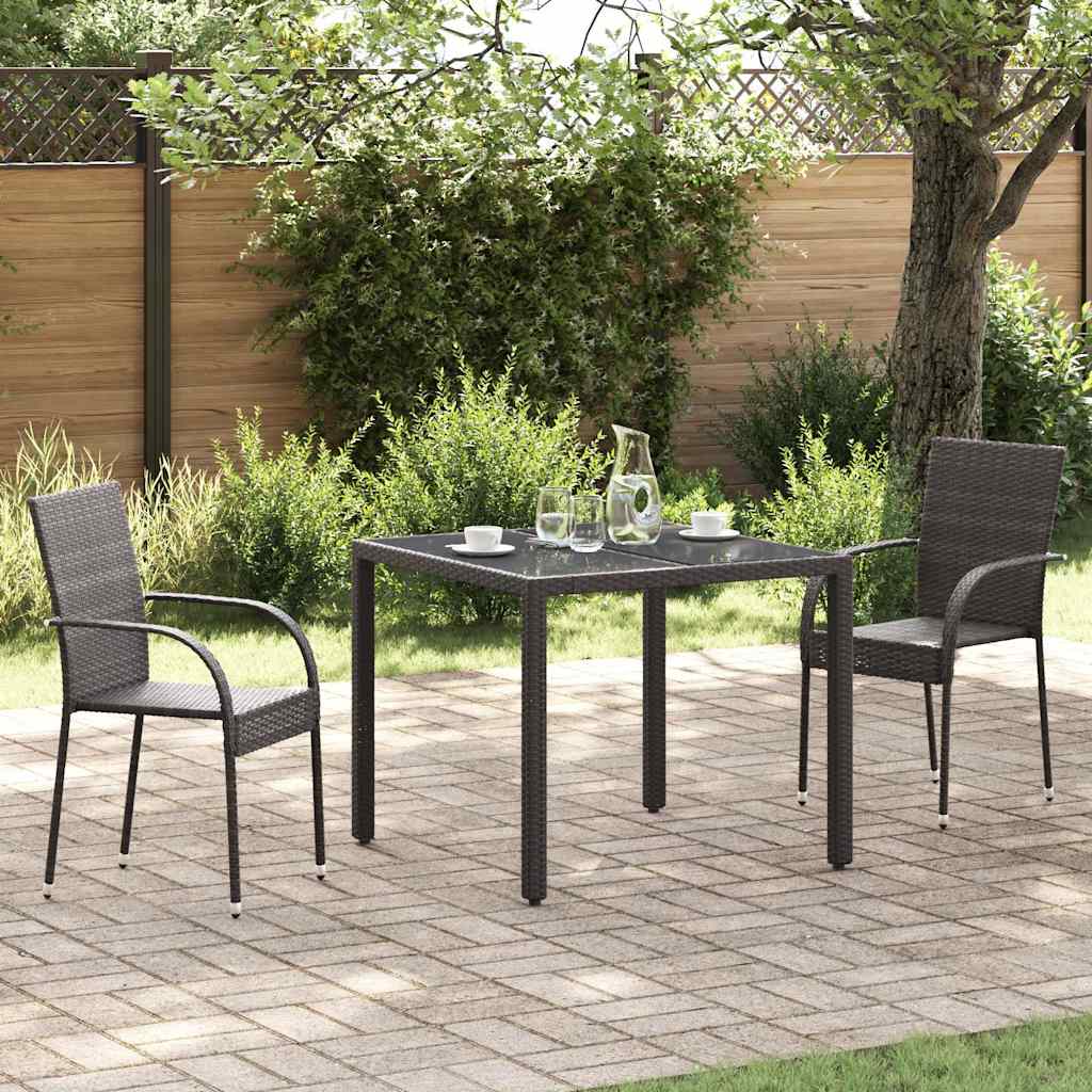 Dining Chair | Set of 2 | Brown | Poly Rattan | Standard | Stackable