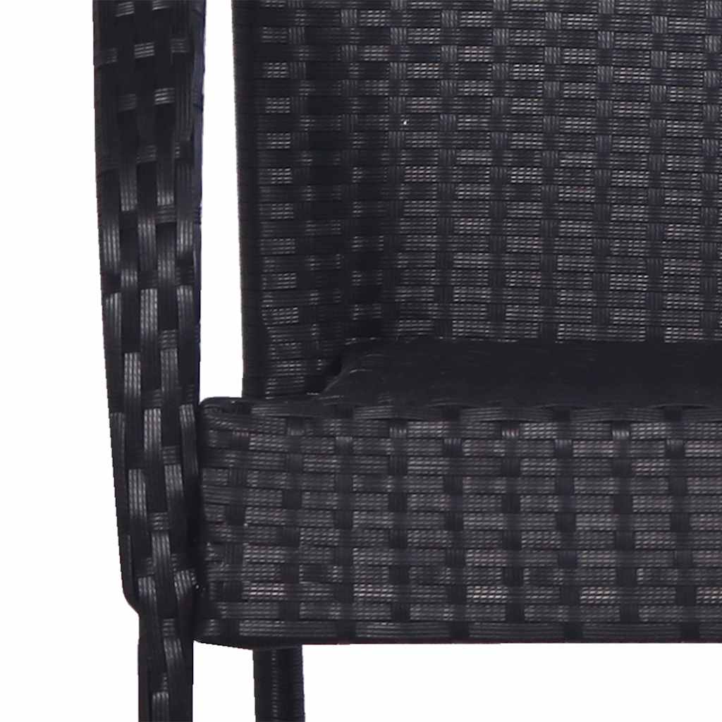 Dining Chair | Set of 2 | Black | PE rattan and powder-coated steel