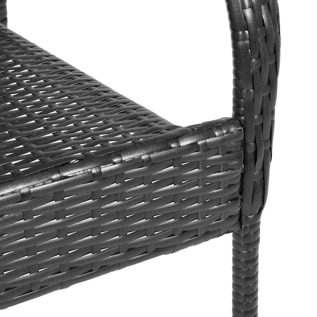 Dining Chair | Set of 2 | Black | PE rattan and powder-coated steel