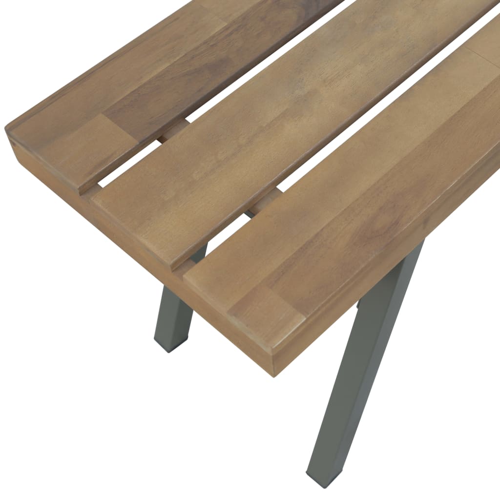 Garden Bench | Brown and Grey | Solid Acacia wood and Steel | 120 cm