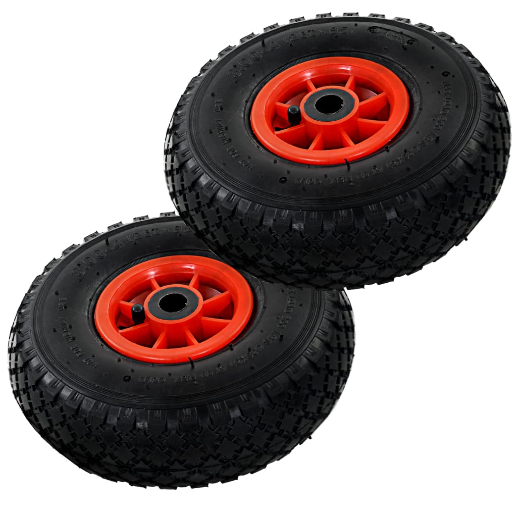 142969 vidaXL Sack Truck Wheels 2 pcs Rubber 3.00-4 (245x82)