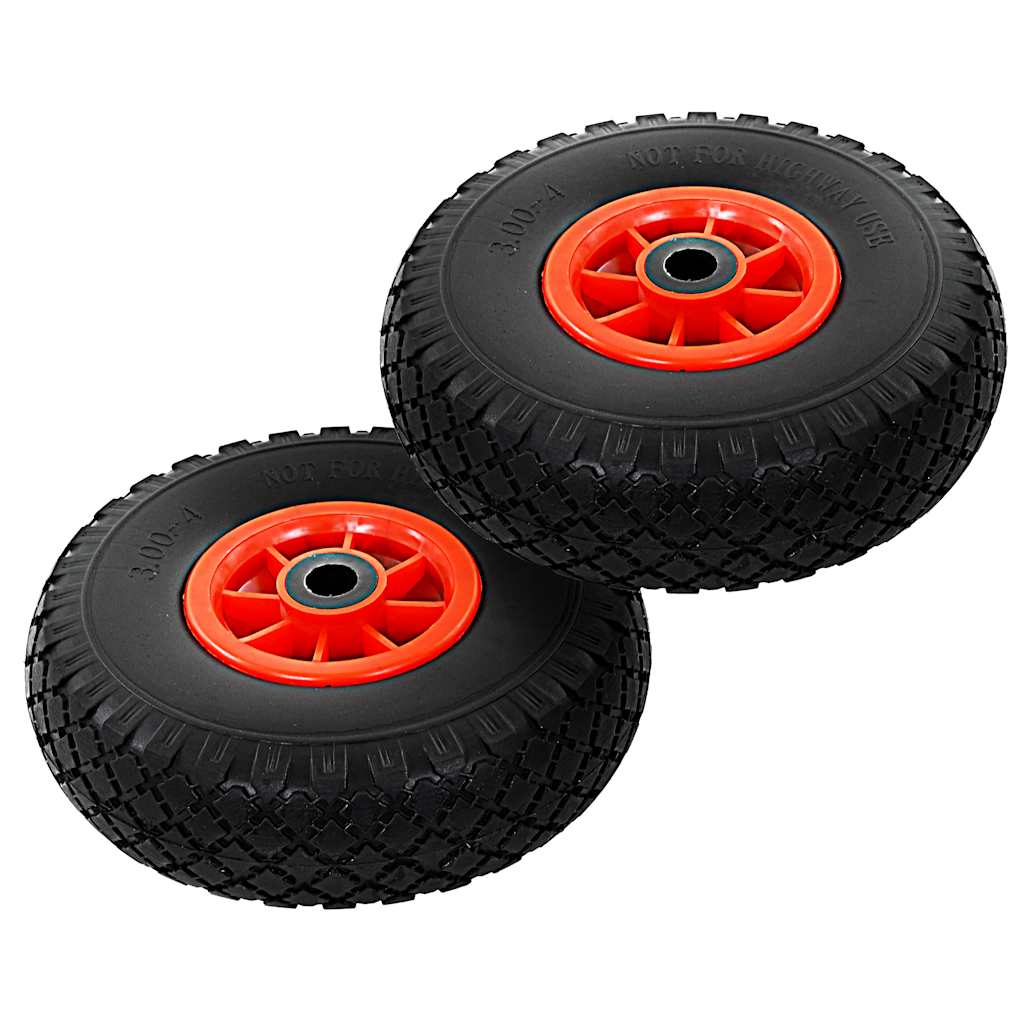 142971 vidaXL Sack Truck Wheels 2 pcs Solid PU 3.00-4 (260x85)