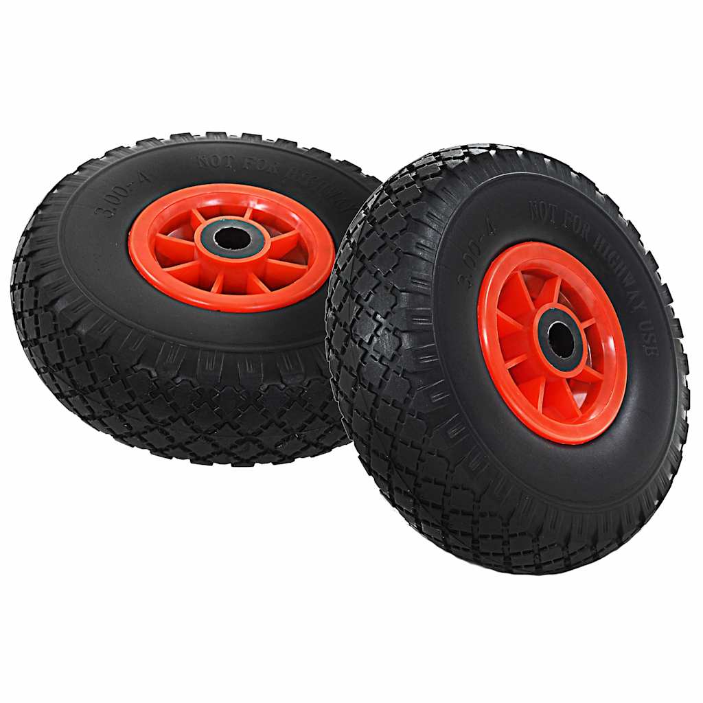 142971 vidaXL Sack Truck Wheels 2 pcs Solid PU 3.00-4 (260x85)