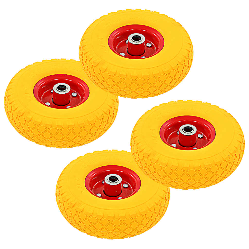 142974 vidaXL Sack Truck Wheels 4 pcs Solid PU 3.00-4 (245x82)