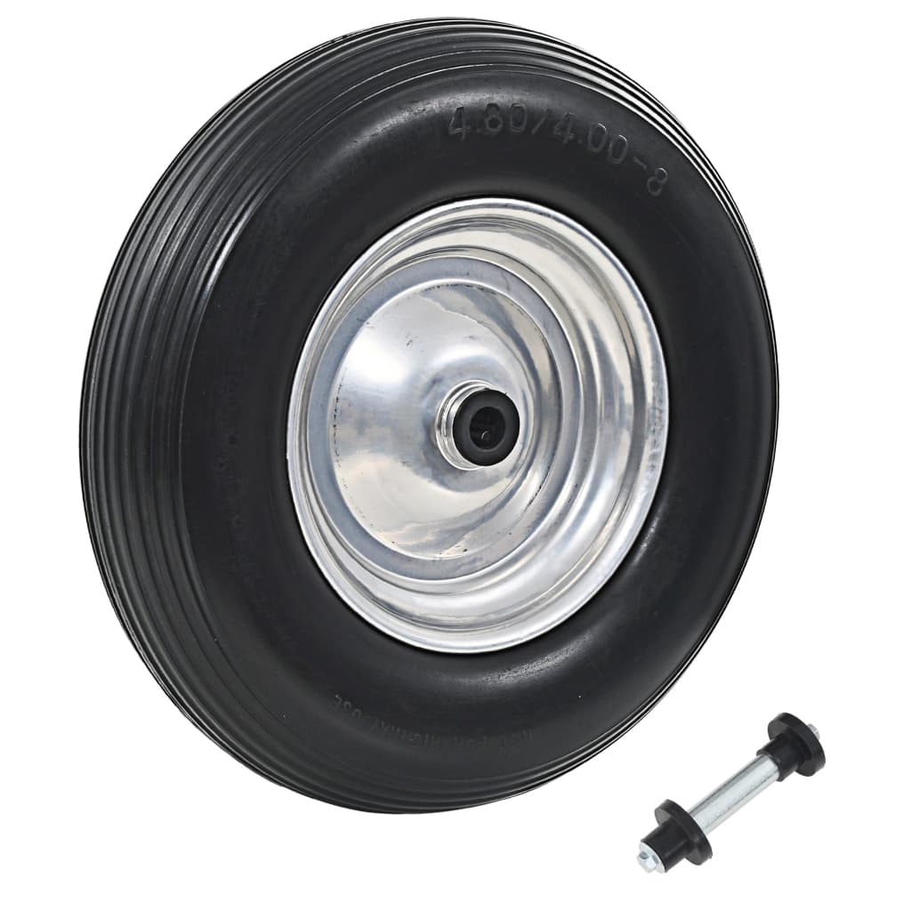 vidaXL Wheelbarrow Wheel with Axle Solid PU 4.00-8 390 mm