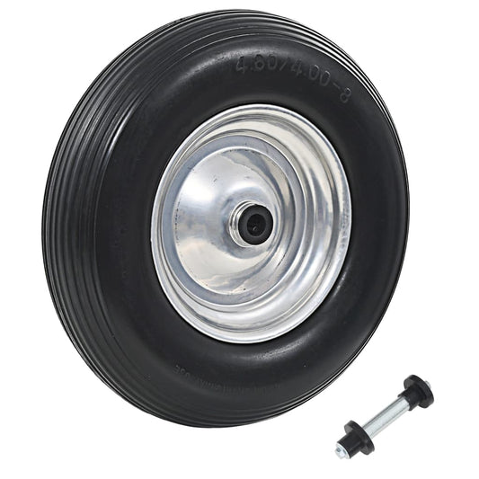 vidaXL Wheelbarrow Wheel with Axle Solid PU 4.00-8 390 mm