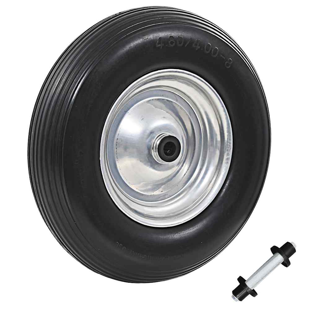 142978 vidaXL Wheelbarrow Wheel with Axle Solid PU 4.00-8 390 mm