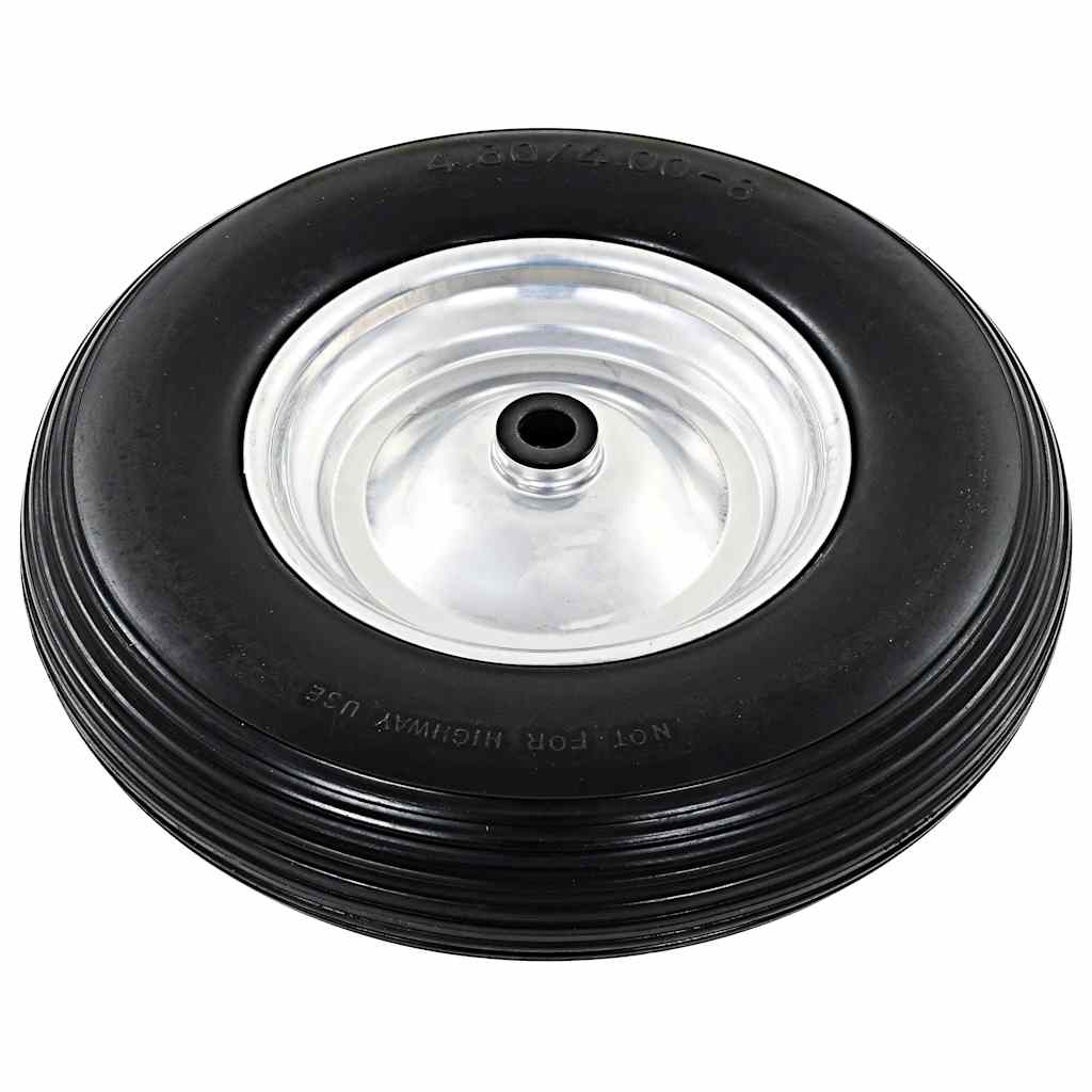 142979 vidaXL Wheelbarrow Wheels 2 pcs with Axles Solid PU 4.00-8 390 mm