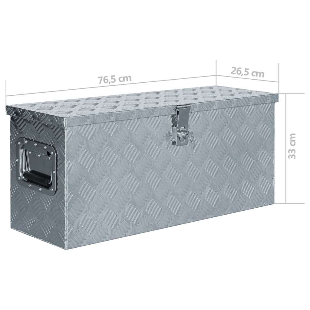 vidaXL Aluminium Box 76.5x26.5x33 cm Silver