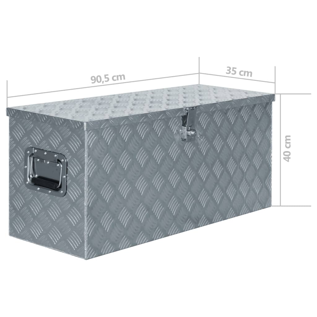 vidaXL Aluminium Box 90.5x35x40 cm Silver