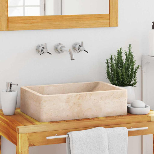 142773 vidaXL Sink 45x30x12 cm Marble High Gloss Cream