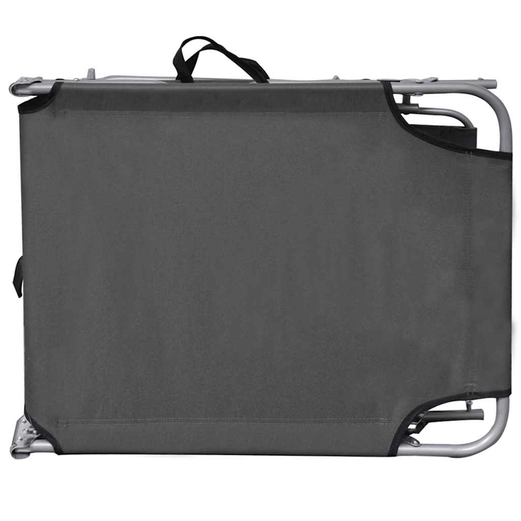 44291 vidaXL Folding Sun Lounger with Canopy Steel Grey