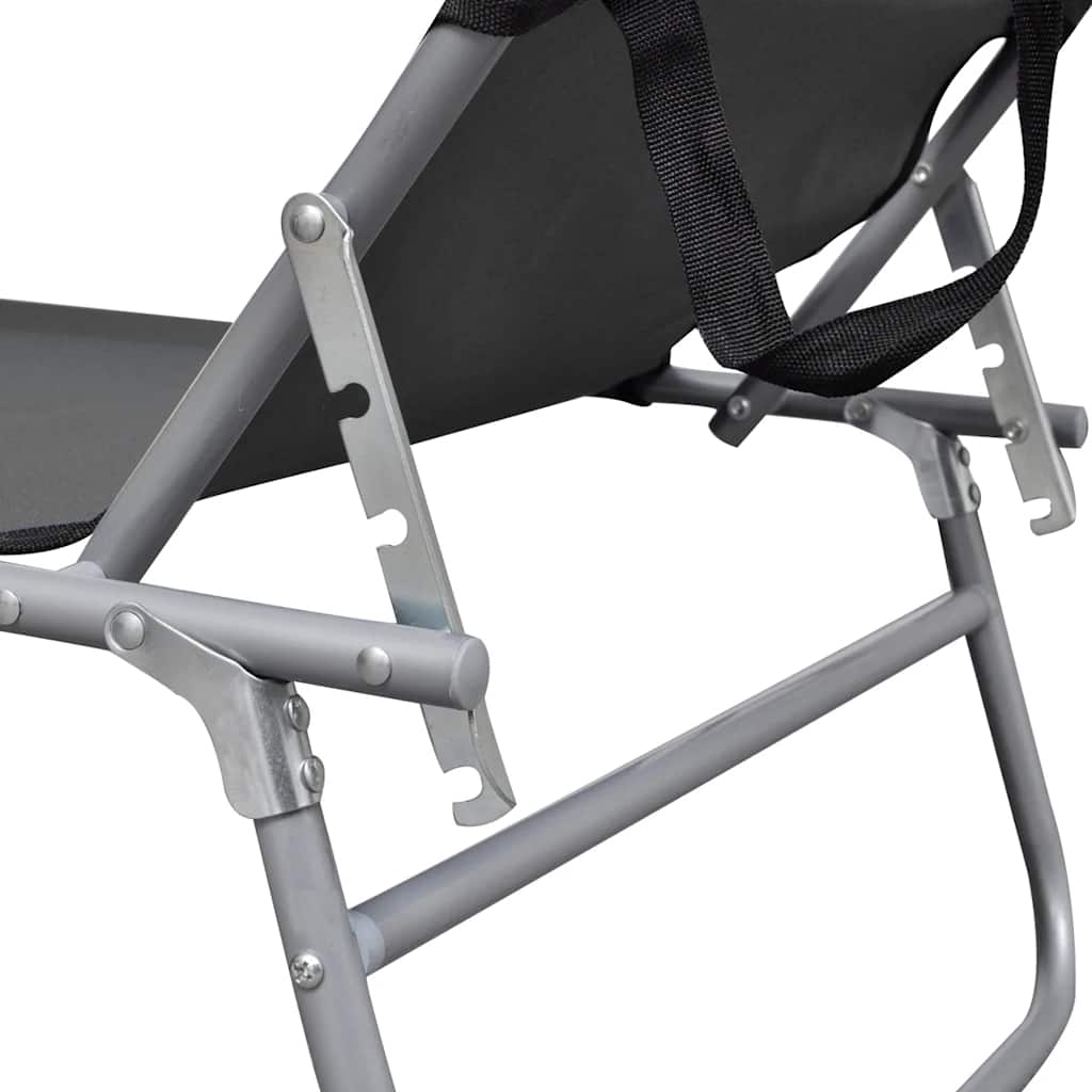 44291 vidaXL Folding Sun Lounger with Canopy Steel Grey
