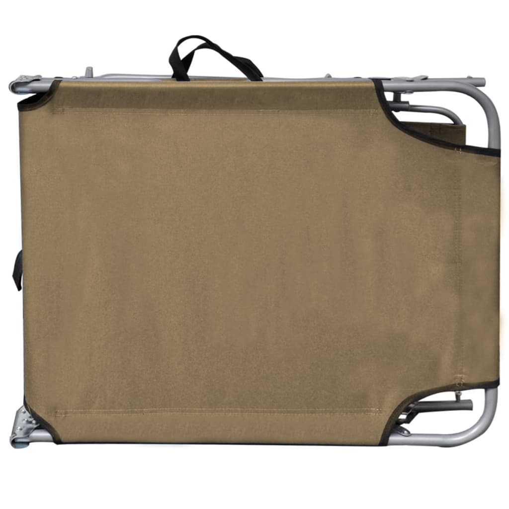 44292 vidaXL Folding Sun Lounger with Canopy Steel Taupe