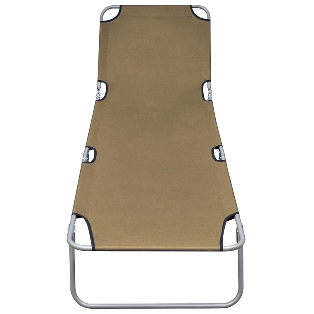 Sunlounger | Taupe | Powder-Coated Steel | 189 x 58 x 27 cm | Foldable