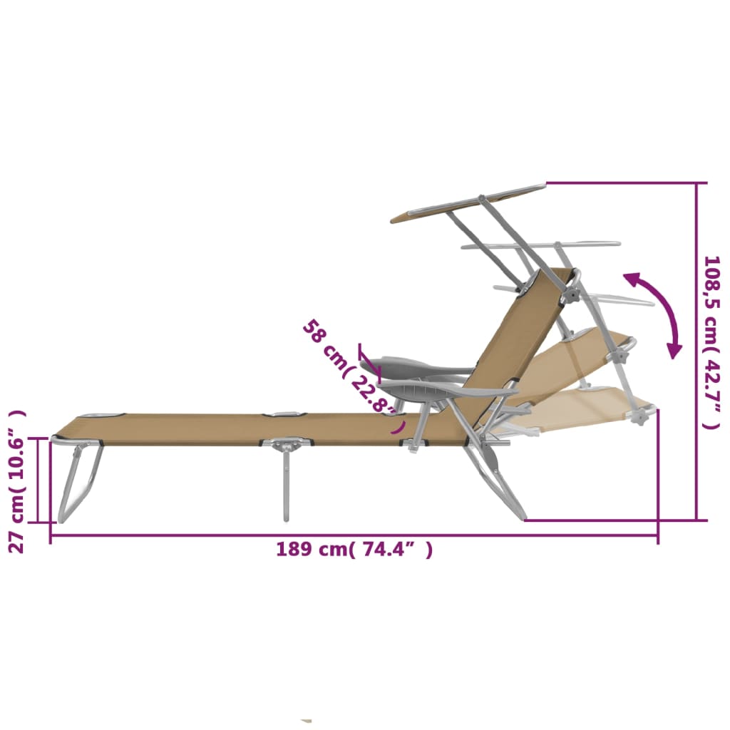 Sunlounger | Taupe | Powder-coated steel, Oxford fabric | Medium