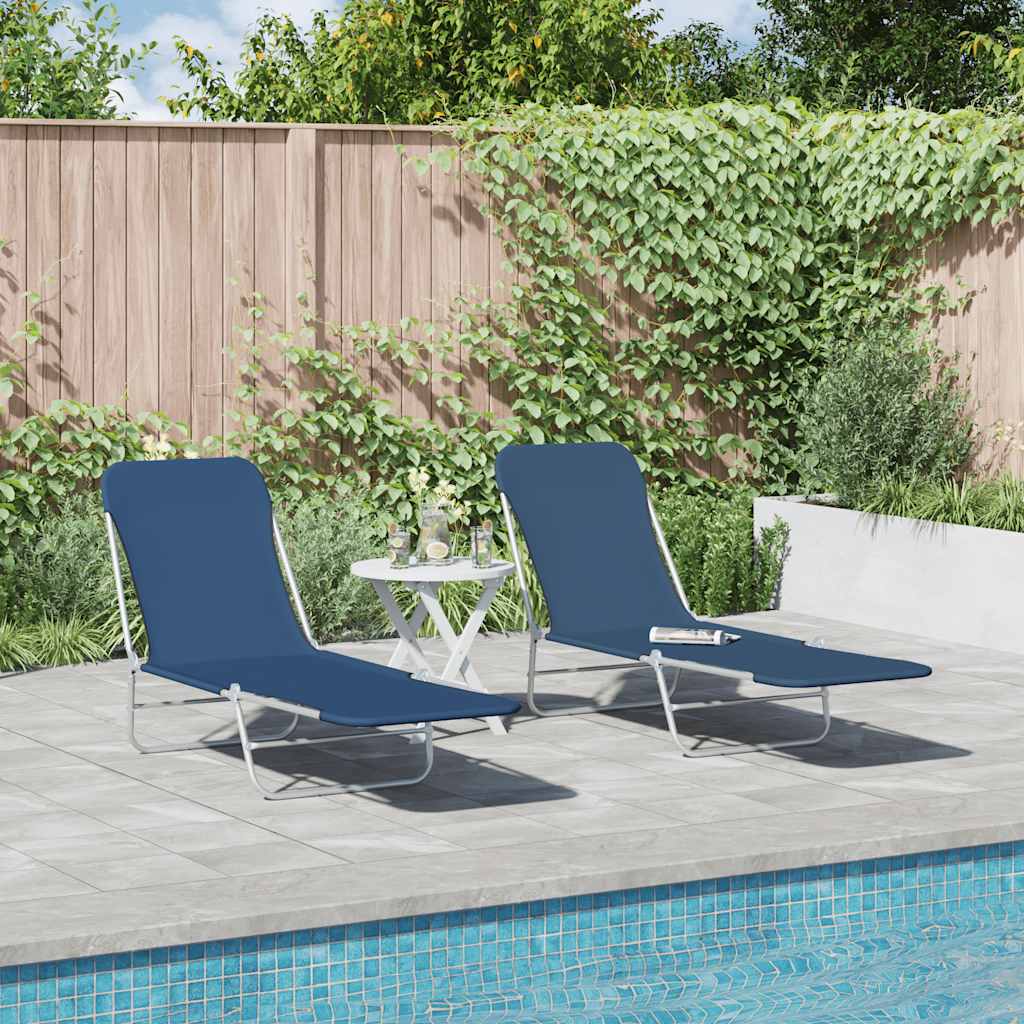 Sunlounger | Set of 2 | Blue | Powder-coated steel | Standard | Foldable