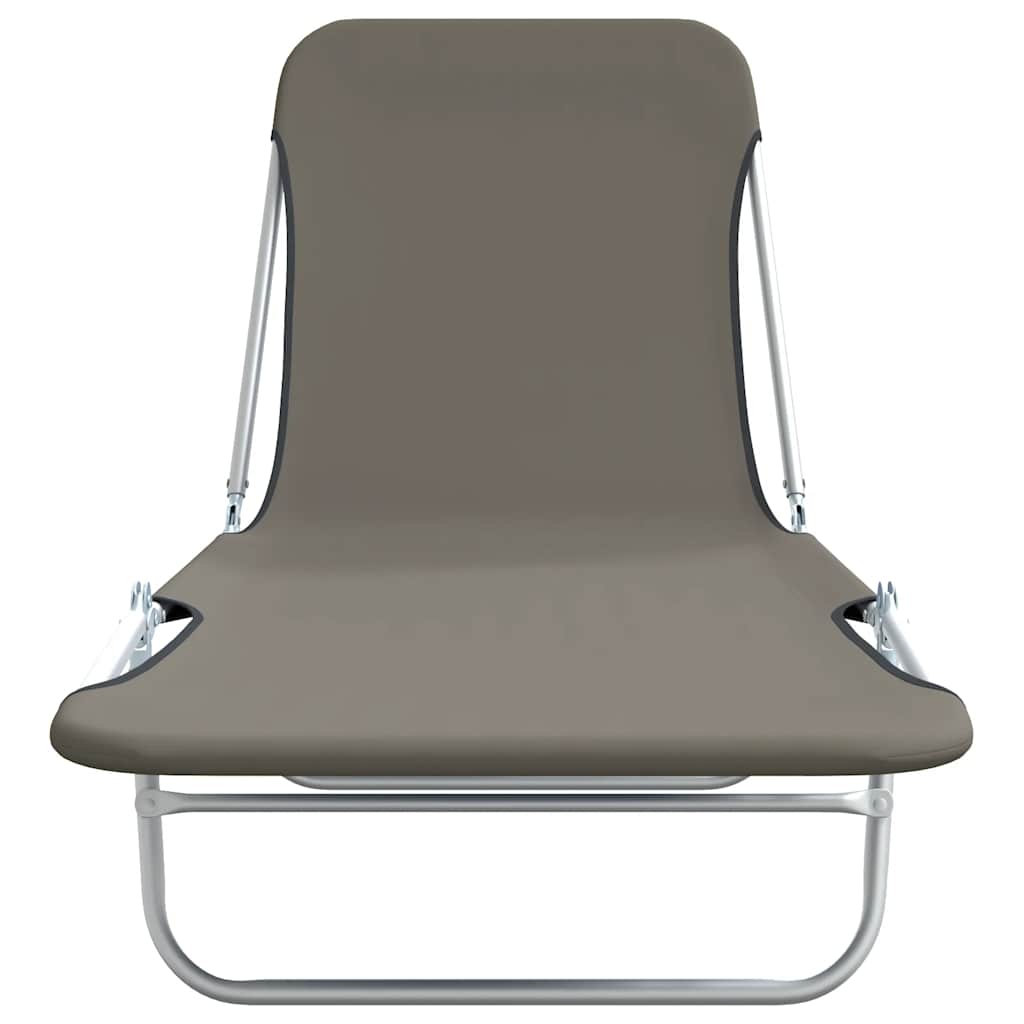 Folding Sun Loungers 2 pcs Steel and Fabric Grey